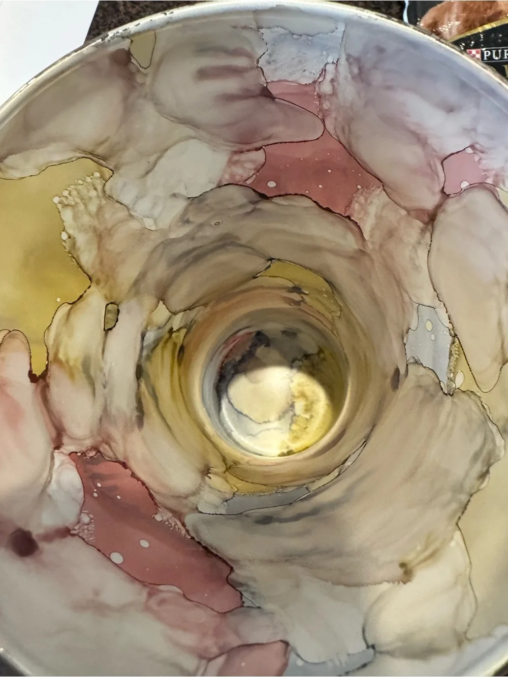 Dolce Vita Marbled Glass Vase in Pink, Cream & Gold